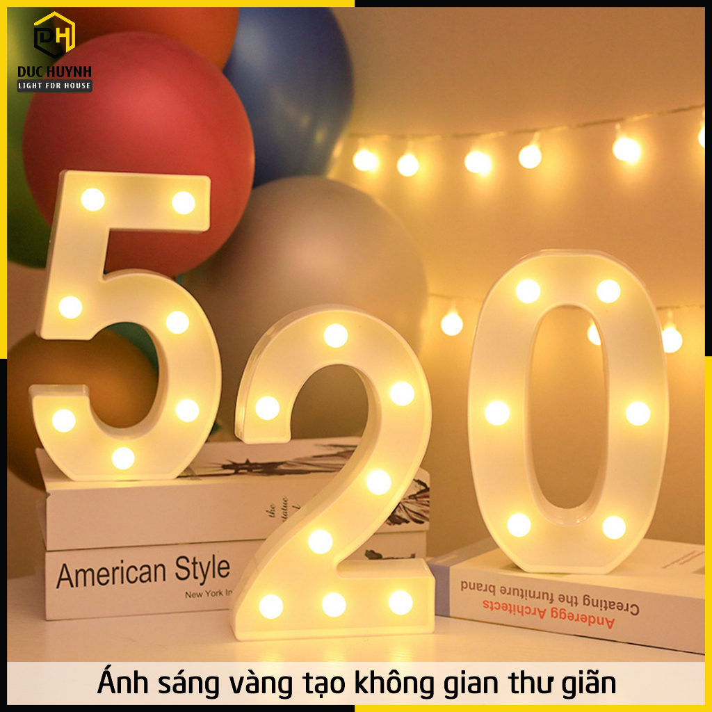 Đèn led trang trí sinh nhật sự kiện bảng chữ cái và số tự nhiên DN033
