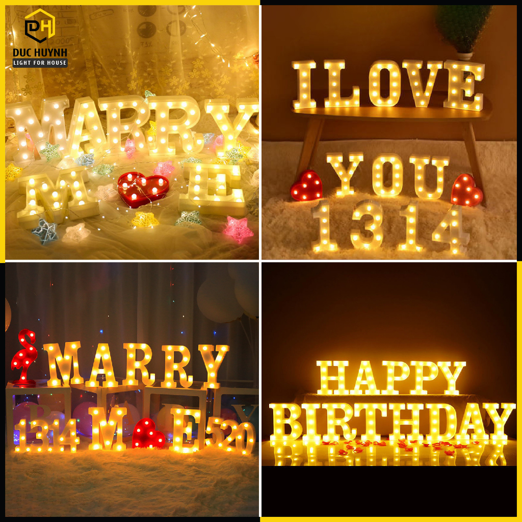 Đèn led trang trí sinh nhật sự kiện bảng chữ cái và số tự nhiên DN033