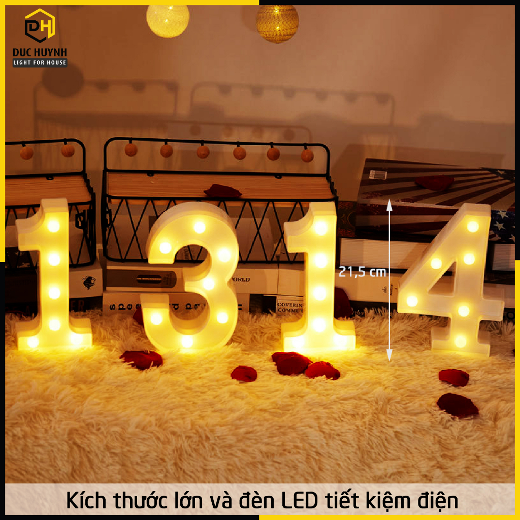 Đèn led trang trí sinh nhật sự kiện bảng chữ cái và số tự nhiên DN033