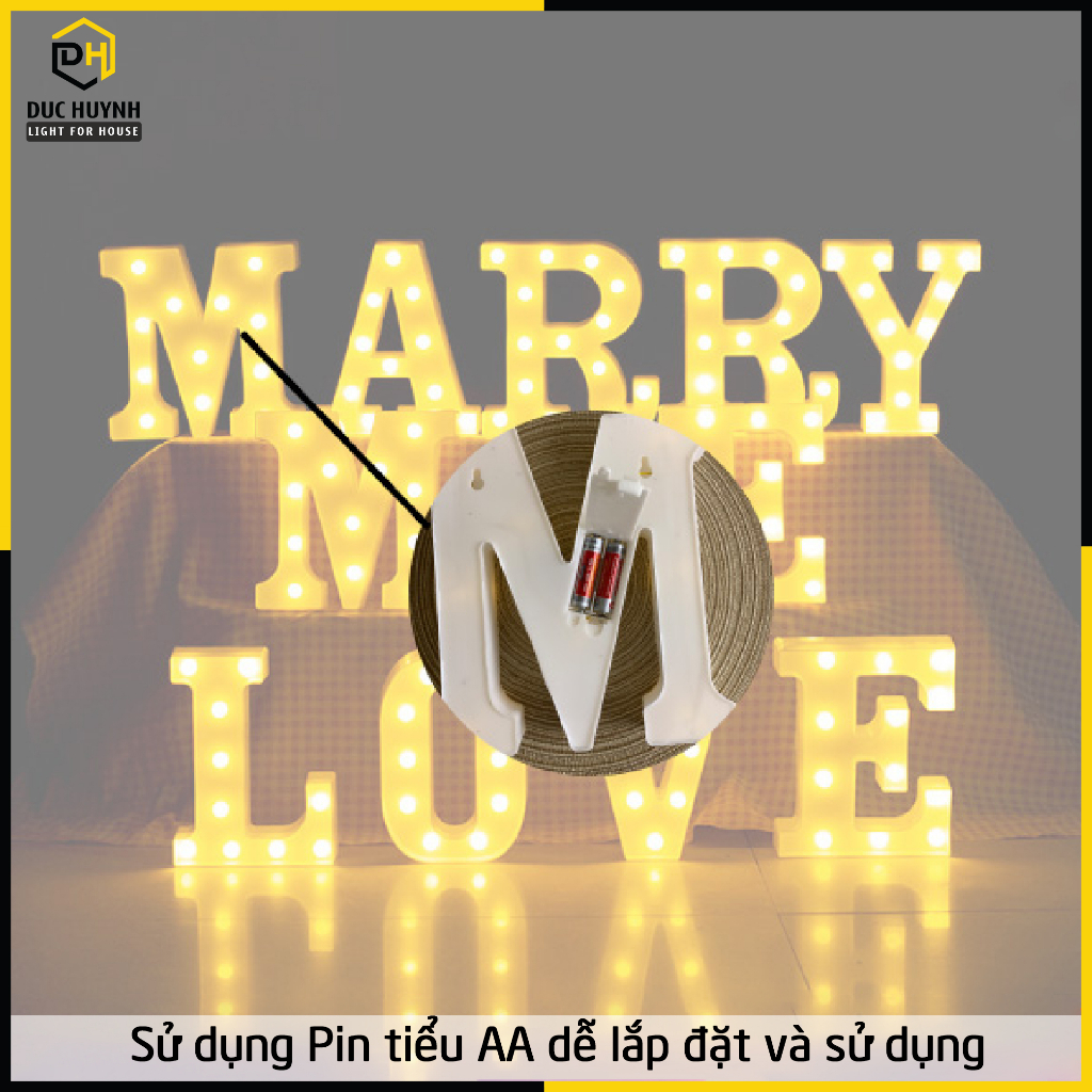 Đèn led trang trí sinh nhật sự kiện bảng chữ cái và số tự nhiên DN033