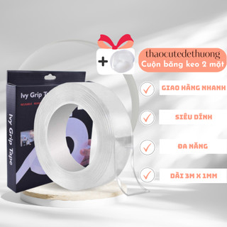 Cuộn băng dính 2 mặt trong suốt loại 3m có thể tái sử dụng nhiều lần