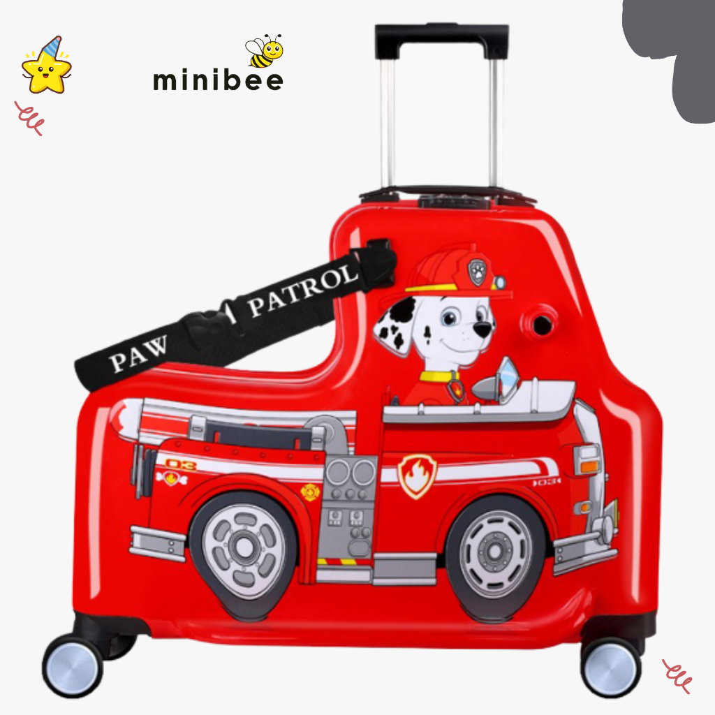 Vali du lịch cho bé cao cấp PV04 Ô TÔ ĐỎ - có chỗ ngồi tiện lợi - nhập khẩu chính hãng size 20/24 inch