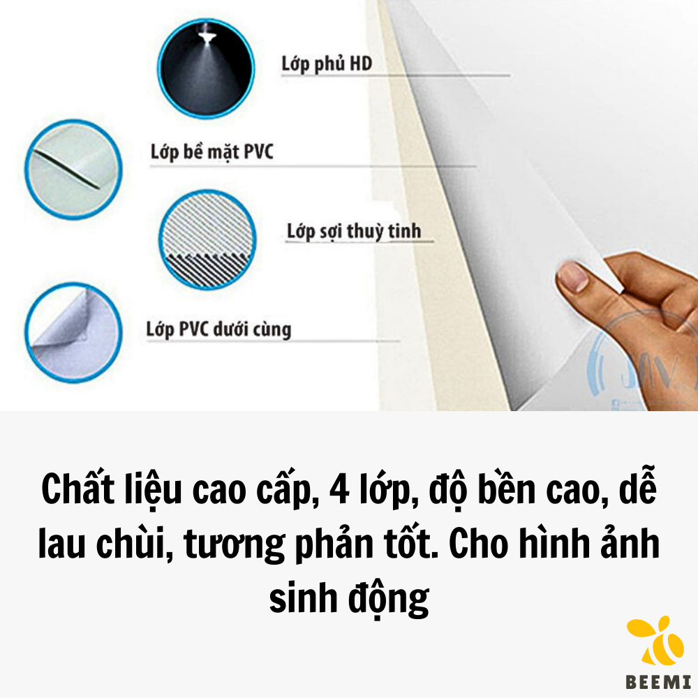 Màn Máy Chiếu Treo Tường PVC Độ Tương Phản Cao Beemi Treo Tường B204