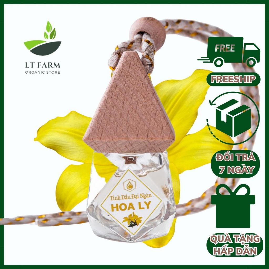 Tinh dầu treo xe thơm ô tô hoa ly nguyên chất xông phòng LT Farm 10ml treo tủ quần áo treo phòng