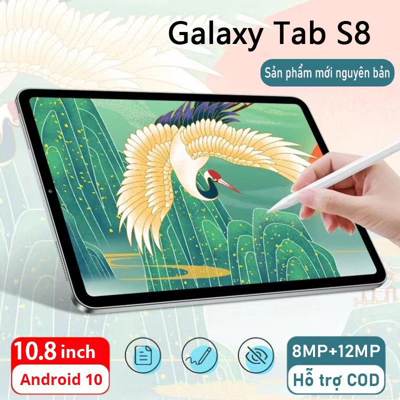 2023 Bán nóng Máy tính bảng Galaxy S8 Tablet 10.8inch RAM 12GB ROM 512GB Android 11 Mới nguyên bản Bảo hành 10 năm