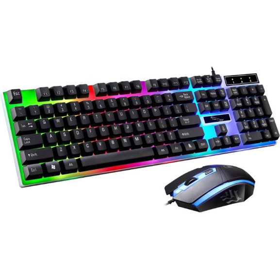 Combo bàn phím chuột gaming G21B giả cơ led 7 chất liệu nhựa ABS bền bỉ dùng chơi game hoặc làm việc