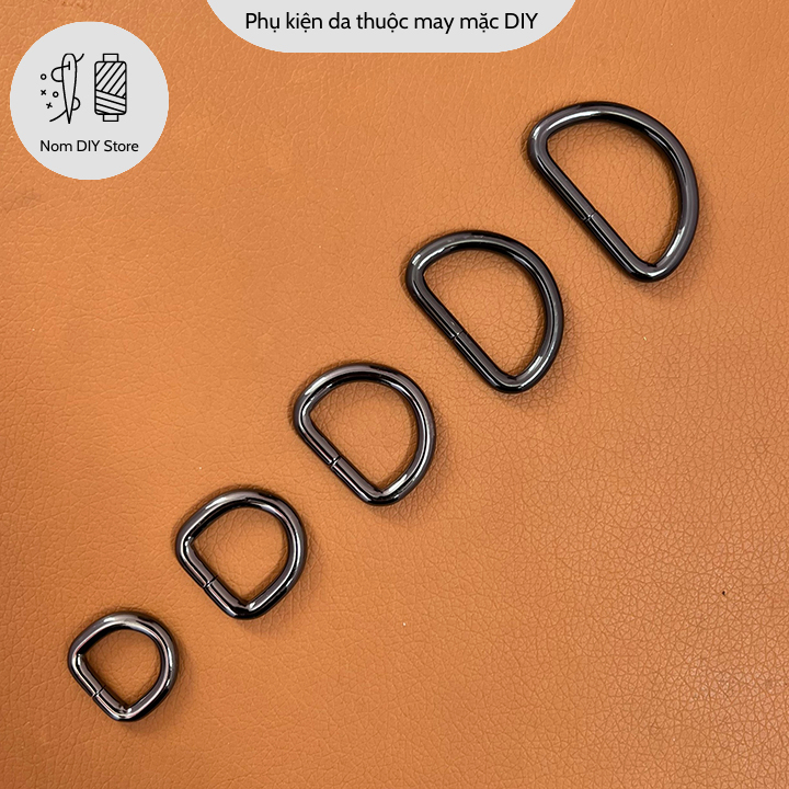 Khoen Chữ D - Móc Chữ D Hợp Kim Mạ Đen Bóng Dày 4.7mm Nhiều Size Phụ Kiện Làm Túi Xách Da Handmade DIY