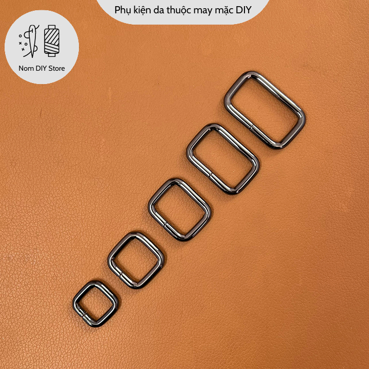 Khoen Vuông Khoen Chữ Nhật Hợp Kim Mạ Đen Bóng Dày 4.7mm Nhiều Size Phụ Kiện Làm Túi Xách Da Handmade DIY