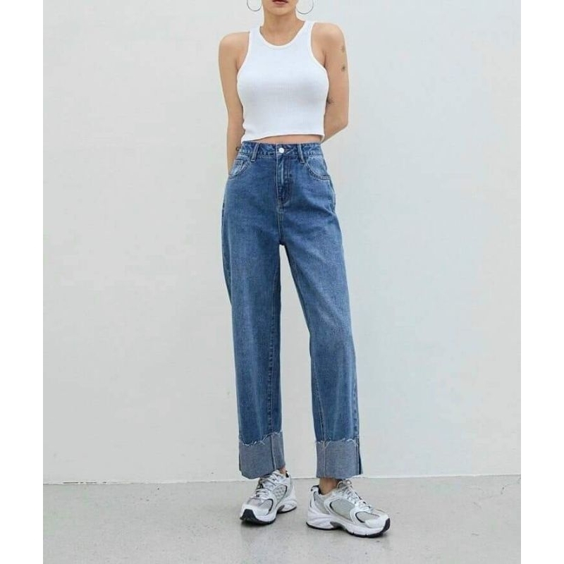 Jeans suông hiệu Ralph Lauren gấp gấu, hàng vnxk