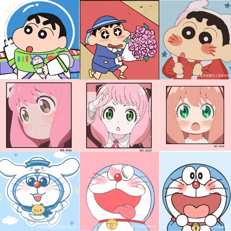 Tranh hóa số, tranh tô màu theo số,tranh sơn dầu, tô màu tranh theo số nhân vật hoạt hình Sin,doraemon 20x20cm