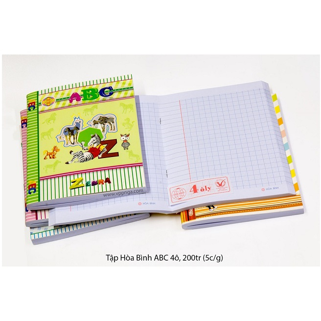 Tập Vở học sinh ABC Hòa Bình 96 trang, 200 trang cho bé luyện chữ 4 ô li, 5 ô li