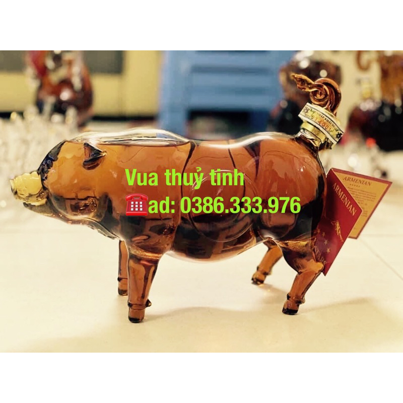 Bình thuỷ tinh 12 con giáp hình con Heo 1000ml