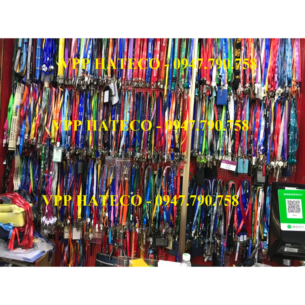 100 Dây đeo thẻ lụa móc nhựa màu NÂU, bản rộng 1cm