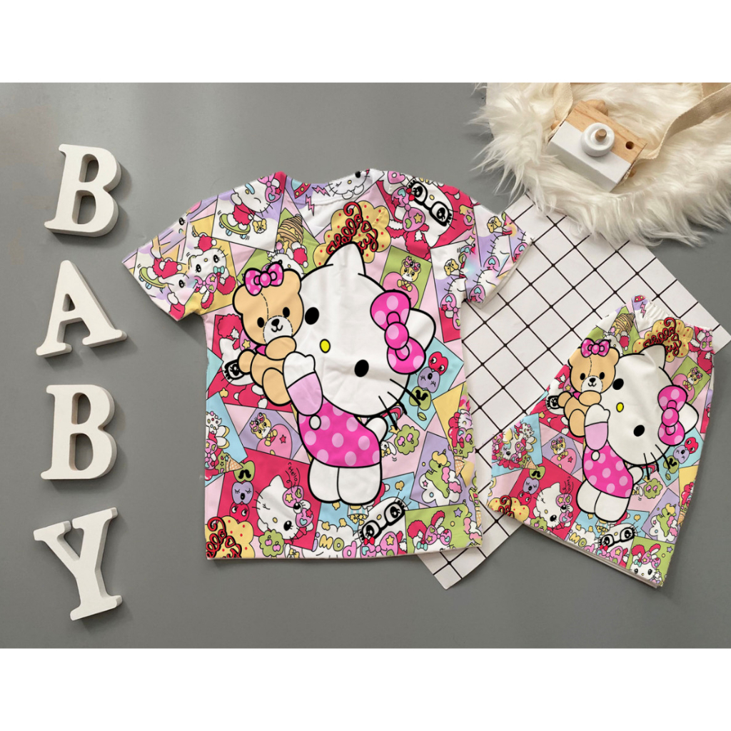 Bộ thun lạnh bé gái hình Kitty chất thun lạnh thái mềm mại cao câp 10-60KG SUSHI KIDS
