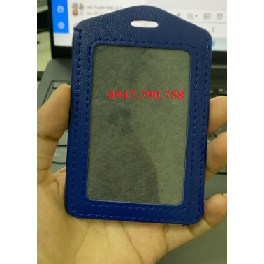 MẶT THẺ DA XANH 2 MẶT NGANG - BAO ĐEO THẺ DA - 1 MẶT NGANG, DỌC, bao da đựng thẻ, đeo thẻ tên da