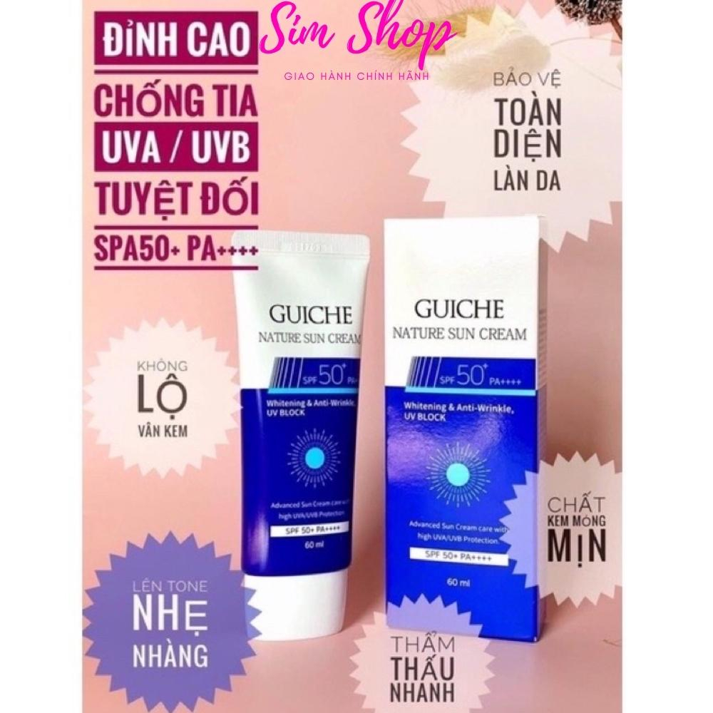 Kem Chống Nắng Guiche Nature Sun Cream SPF50+++ Hàn Quốc Nâng Tone Kiềm Dầu 60ml  Simshop102