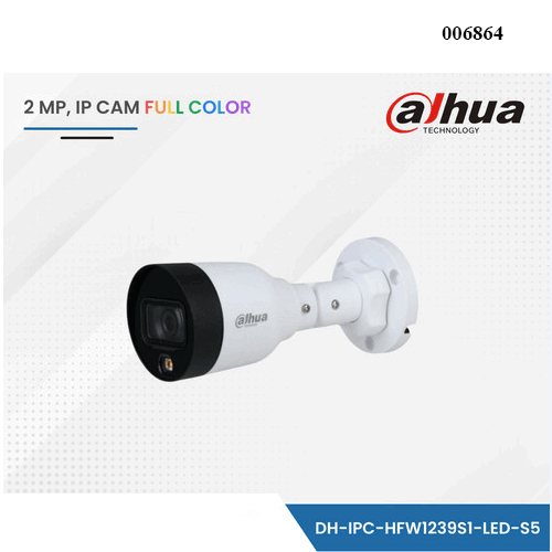 Camera IP Dahua DH-IPC-HFW1239 S1-LED-S5 2M có màu ban đêm hỗ trợ POE, chống nước, khoảng cách 15m
