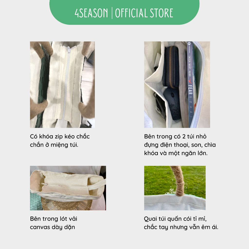 Giỏ đan tay thủ công handmade có lót và quấn khăn lụa sẵn/ Túi xách đan nhựa màu pastel