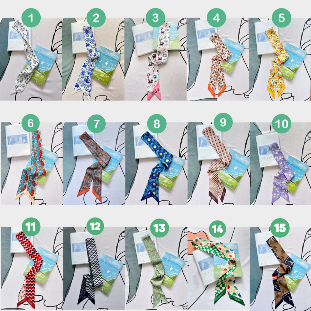 Giỏ đan tay thủ công handmade có lót và quấn khăn lụa sẵn/ Túi xách đan nhựa màu pastel