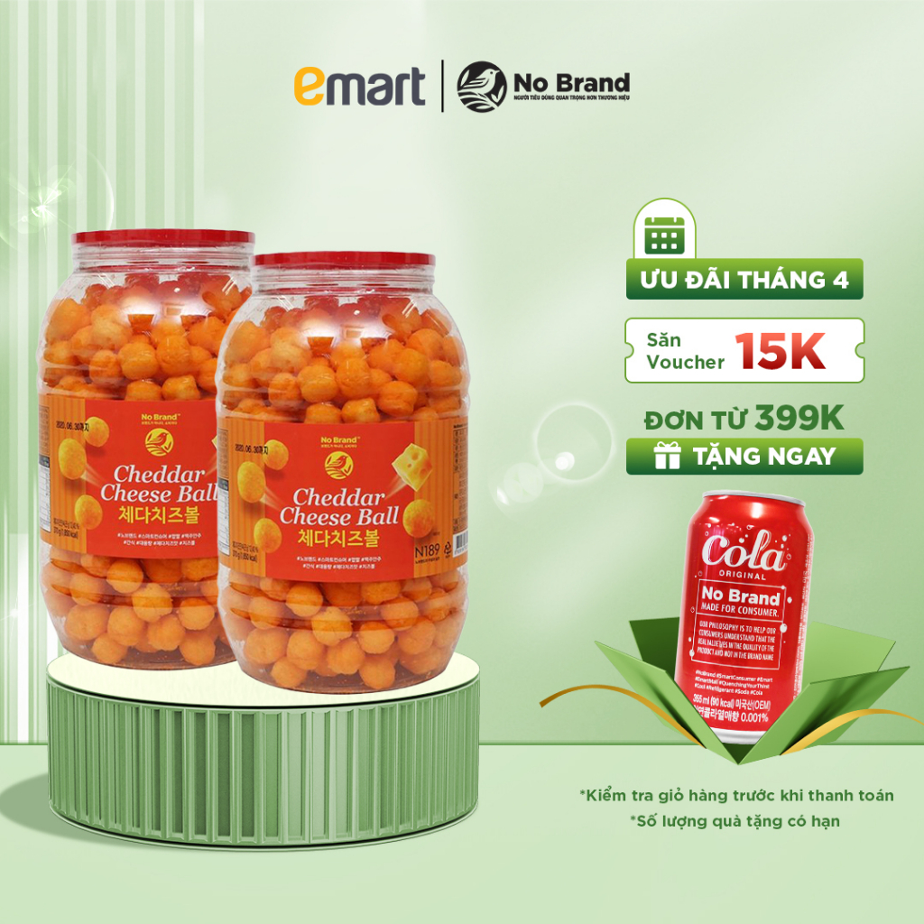 Snack Phô Mai Viên Size Jumbo Cheddar Cheese Ball No Brand 380g - Emart VN