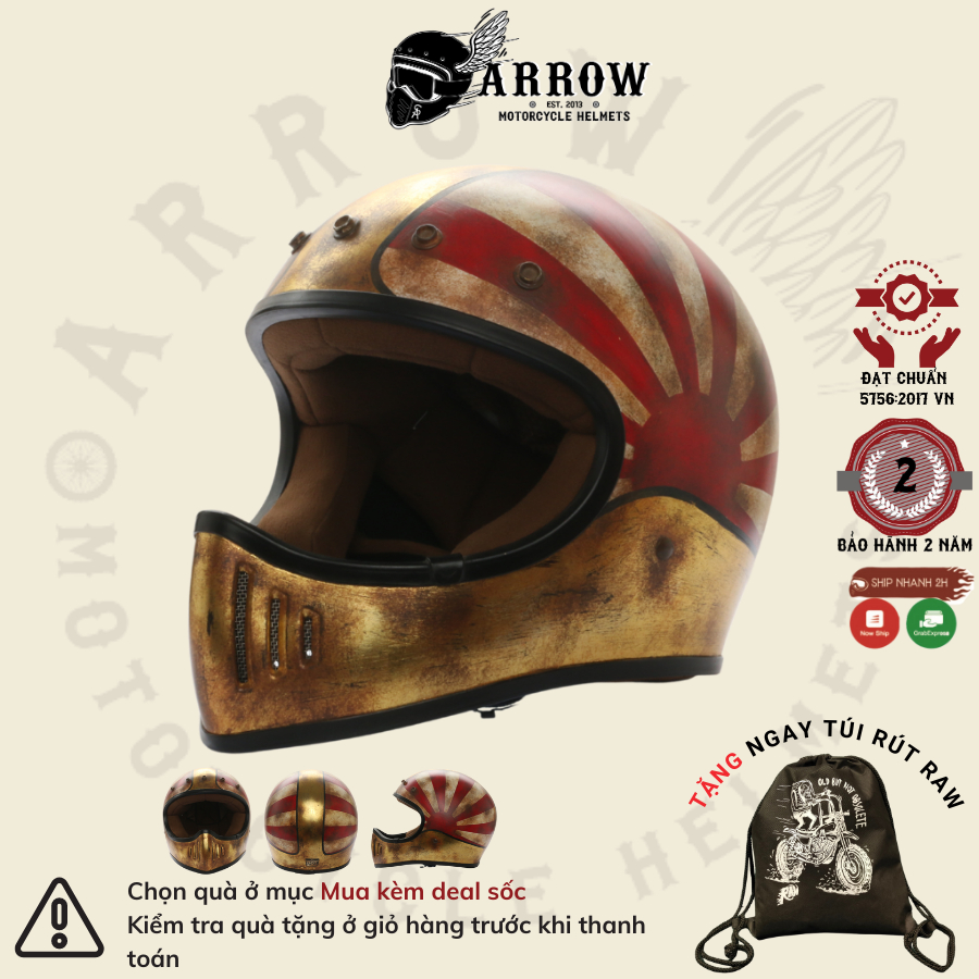 Mũ bảo hiểm fullface Raw Amber Custom arrow shop nón bảo hiểm fullface chất lượng cao