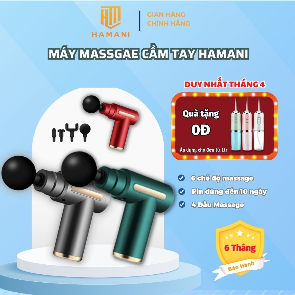 Máy Massage Cầm Tay Mini HAMANI Cao Cấp Đấm Lưng Mát Xa Trị Liệu Cổ Vai Gáy 4 Đầu 6 Chế Độ