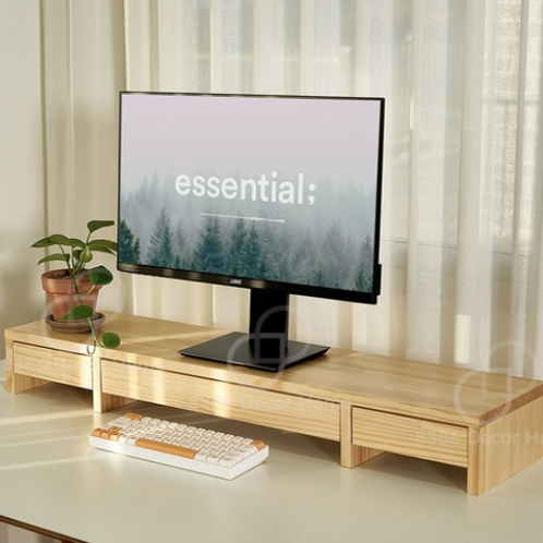 Kệ để màn hình máy tính, laptop nâng cao màn hình chống gù lưng, phòng đau vai gáy, kết hợp ngăn kéo hộp tủ gọn gàng