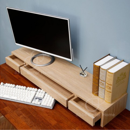 Kệ để màn hình máy tính, laptop nâng cao màn hình chống gù lưng, phòng đau vai gáy, kết hợp ngăn kéo hộp tủ gọn gàng