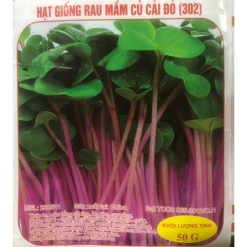 Hạt giống Rau Mầm Củ Cải Đỏ 🌱
