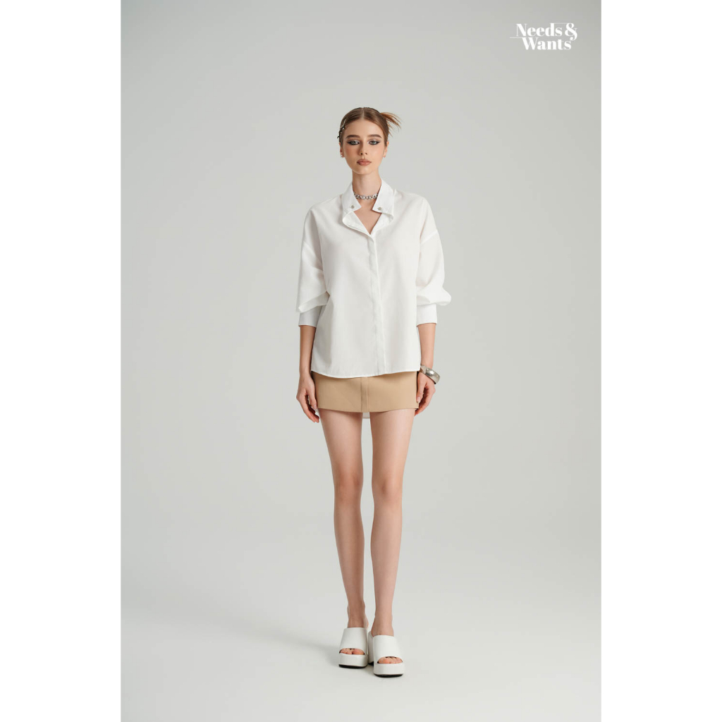Sơ mi cổ tàu Needs and Wants MS6503 sơ mi trắng cổ tàu