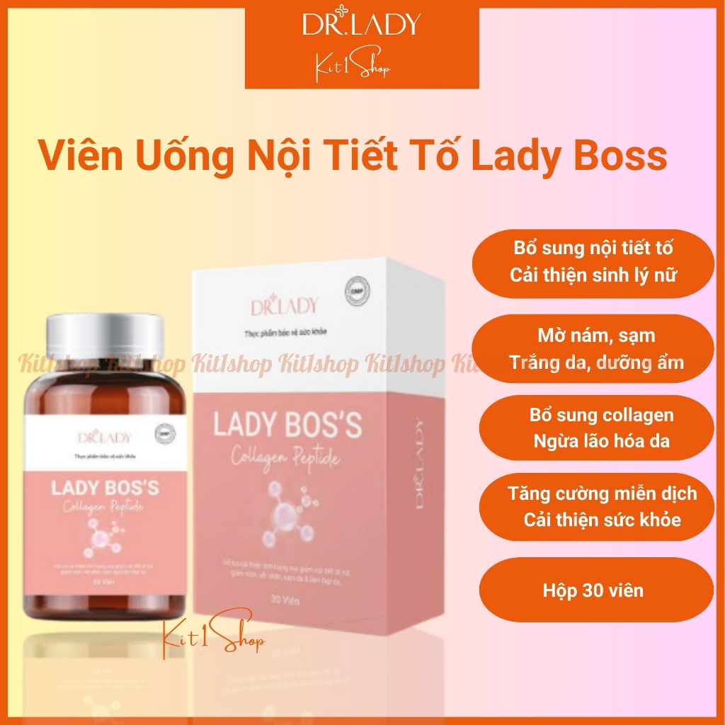 Viên uống Nội Tiết Tố Lady Boss Dr Lady trắng da, mờ thâm nám, tàn nhang, cải thiện nội tiết tố, sinh lý nữ, hộp 30 viên