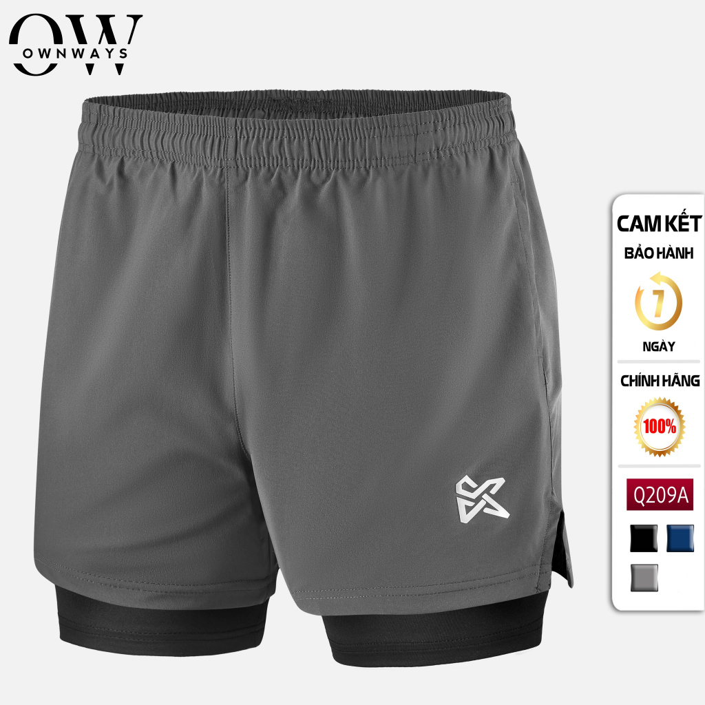 Quần Đùi Thể Thao 2 Lớp Tập Gym Nam KSM Store Thiết Kế Xẻ V, Túi Zip Phù Hợp Chạy Bộ, Bơi Lội Q209A