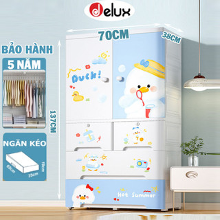 Tủ nhựa cho bé tiện lợi xinh xắn Delux, đựng quần áo, bỉm sữa nhiều ngăn thông minh, nhựa pp an toàn cho trẻ em