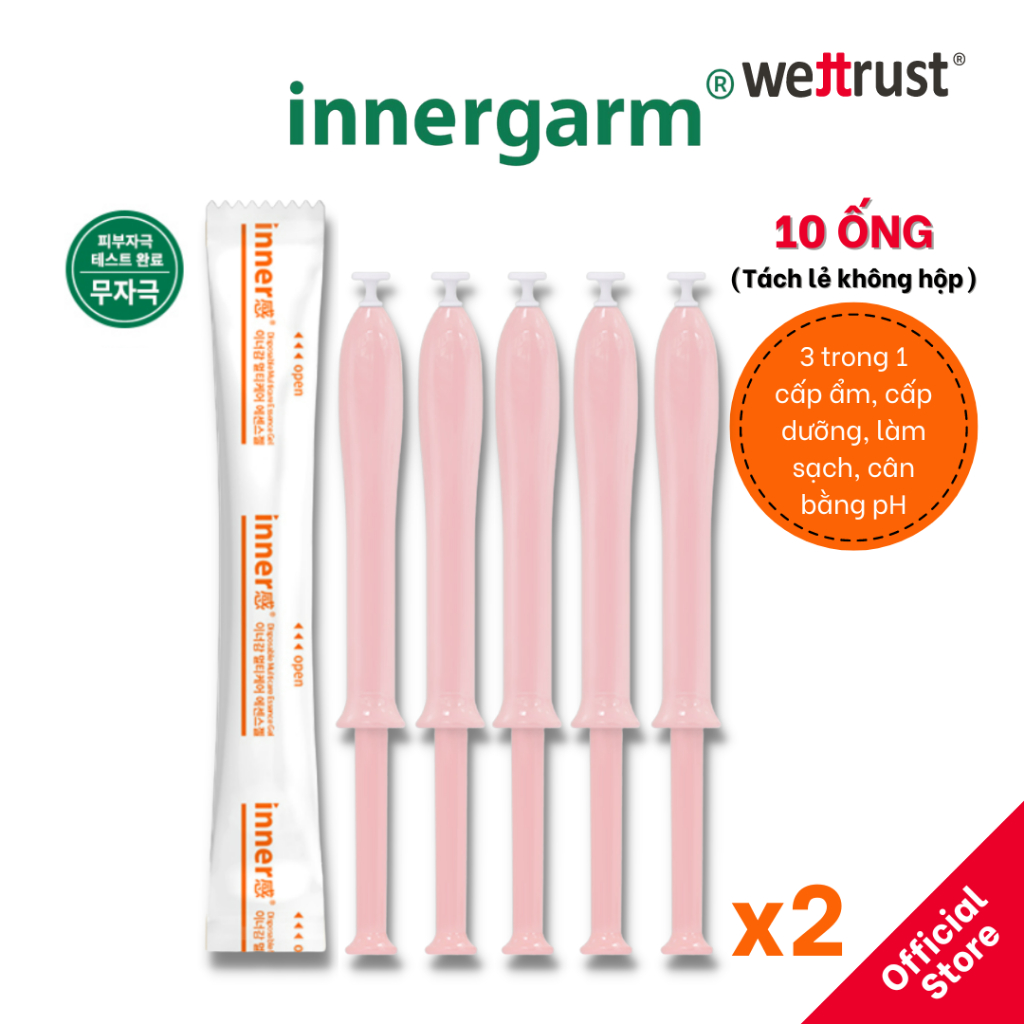 Inner Gel Dưỡng Vùng Kín WETTRUST INNERGARM Disposable Multicare Essence Gel 1,7g x 10 Ống tách lẻ