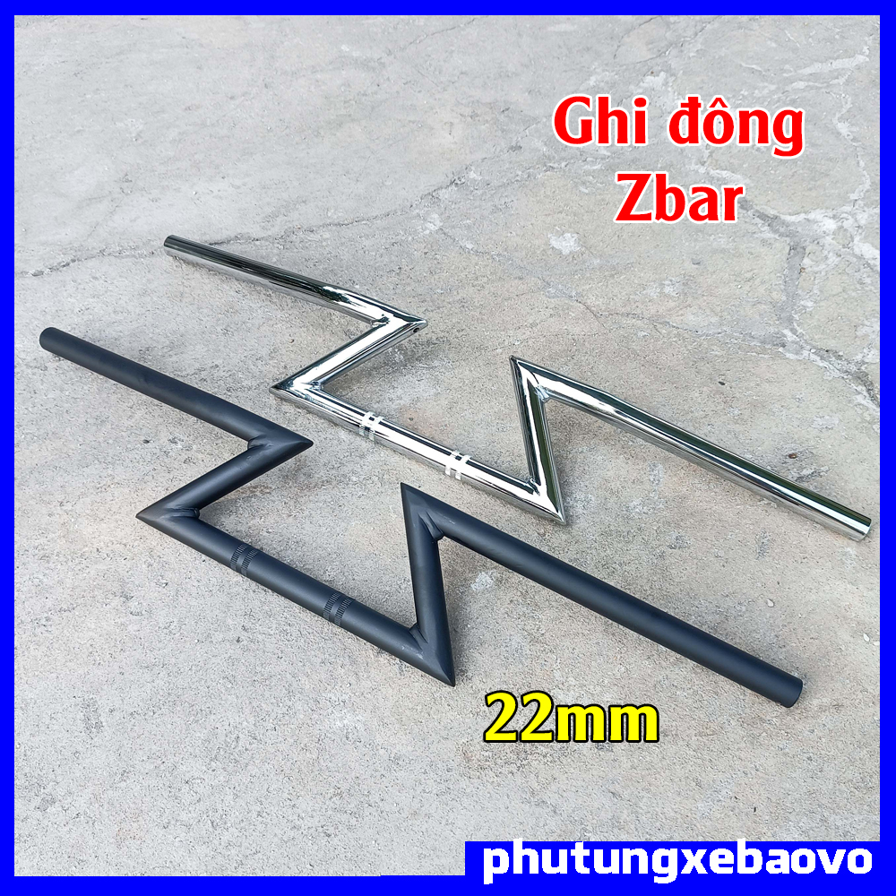 Ghi đông chữ Z xe máy phong cách bobber Zbar 22mm