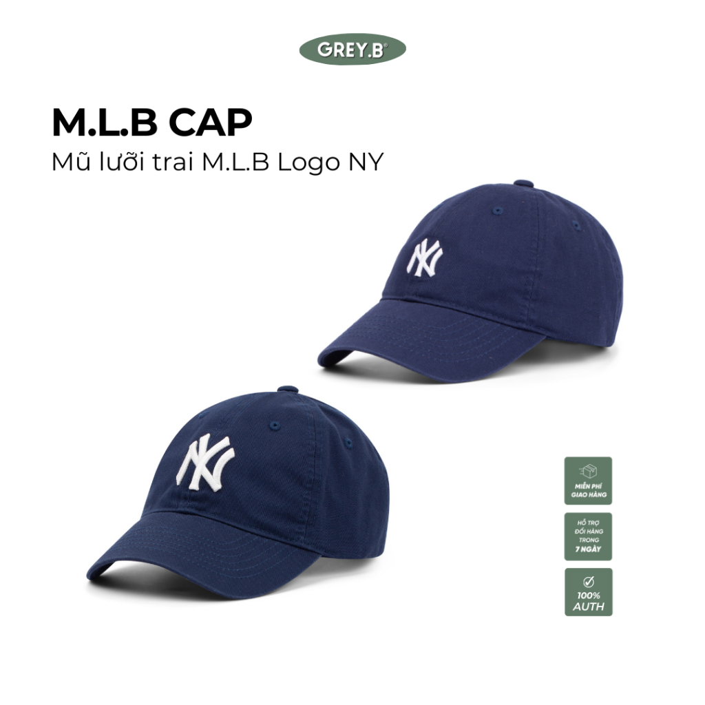 Mũ Lưỡi Trai Logo NY GREYB Unisex Phong Cách Hàn Quốc