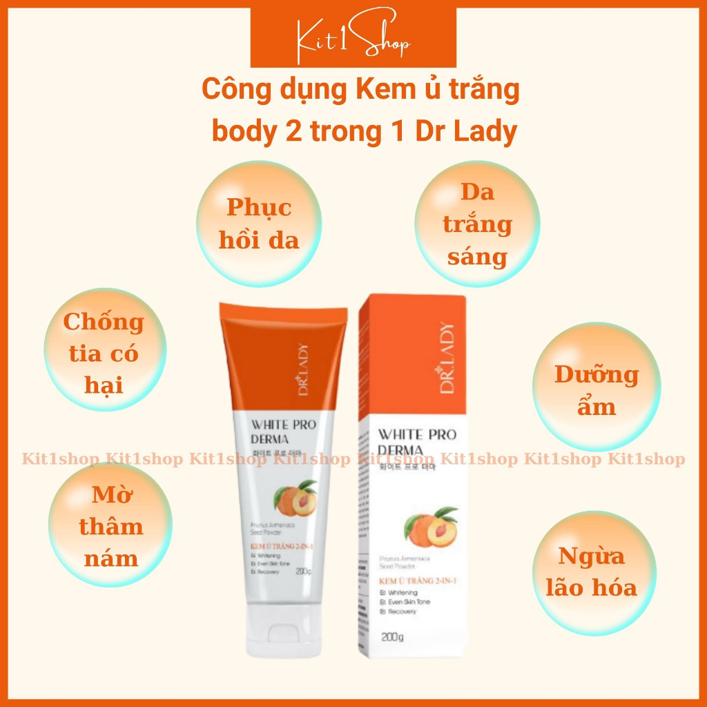 Kem ủ trắng body 2 trong 1 White Pro Derma Dr Lady chống nắng, dưỡng trắng, dưỡng ẩm, ngừa lão hóa da 200g | BigBuy360 - bigbuy360.vn