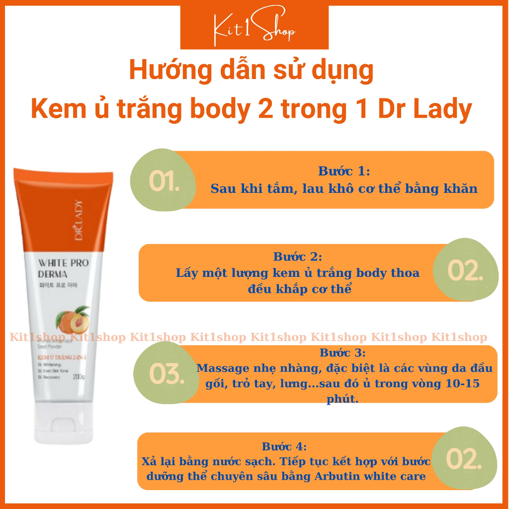 Kem ủ trắng body 2 trong 1 White Pro Derma Dr Lady chống nắng, dưỡng trắng, dưỡng ẩm, ngừa lão hóa da 200g | BigBuy360 - bigbuy360.vn