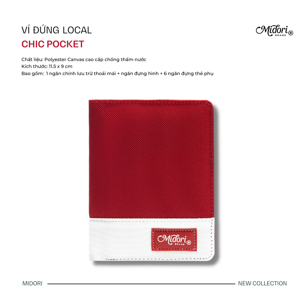 Ví Vải Đứng Chic Pocket Nam Nữ Polyester Siêu Bền Đẹp Chống Nước Unisex local brand chính hãng Midori For Man