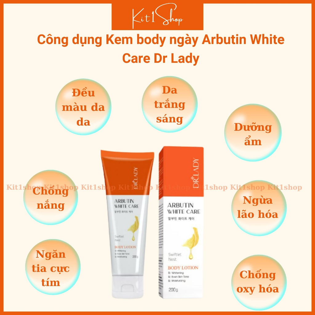 Kem body ngày Arbutin White Care Dr Lady kem dưỡng trắng da, dưỡng ẩm, chống nắng, ngừa lão hóa body 200g | BigBuy360 - bigbuy360.vn