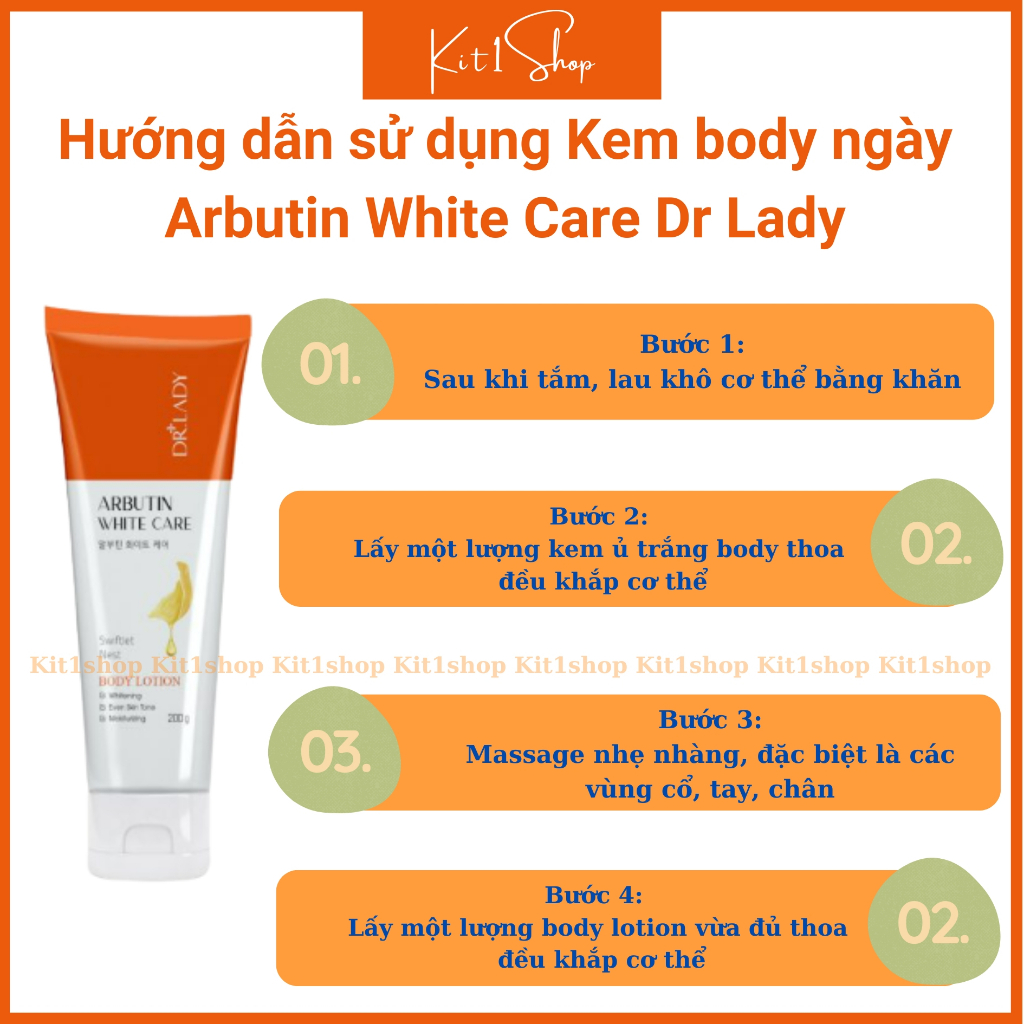 Kem body ngày Arbutin White Care Dr Lady kem dưỡng trắng da, dưỡng ẩm, chống nắng, ngừa lão hóa body 200g | BigBuy360 - bigbuy360.vn