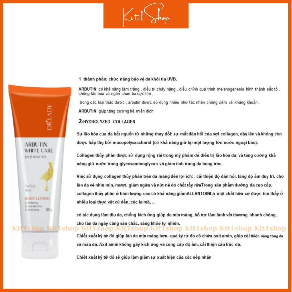 Kem body ngày Arbutin White Care Dr Lady kem dưỡng trắng da, dưỡng ẩm, chống nắng, ngừa lão hóa body 200g | BigBuy360 - bigbuy360.vn