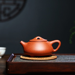 Ấm trà tử sa thạch biều cảnh châu, nguyên khoáng huyết long sa, chế tác thủ công