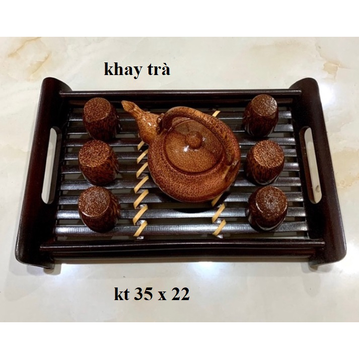 Khay trà tre đựng ấm,ly,chén,(kt 25cm x35cmx5cm) ,Khay tre (không bao gồm ấm chén)