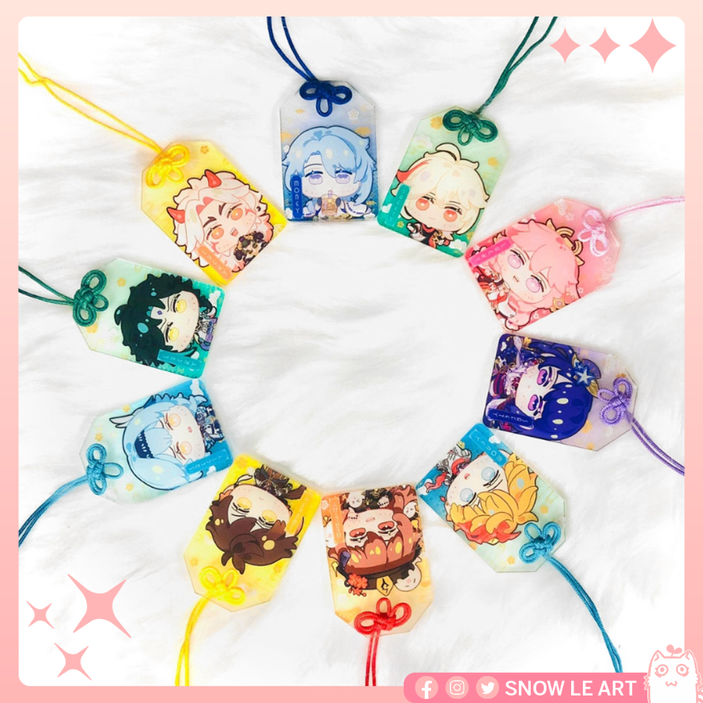 Móc khóa dạng bùa cầu may Genshin Impact