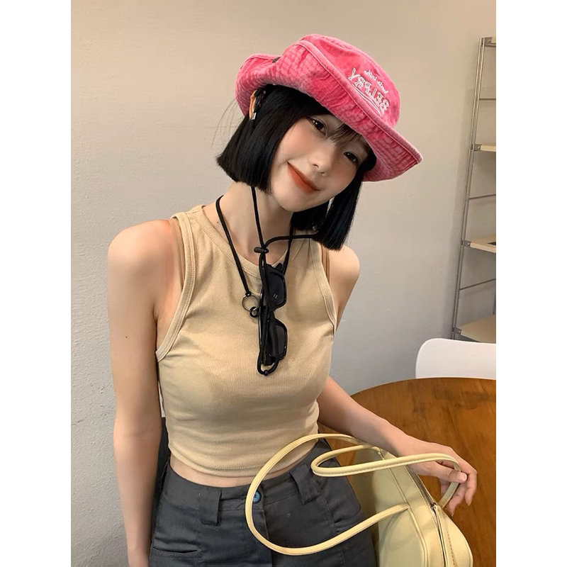 Nón tai bèo unisex cao bồi kiểu dây rút màu hồng, mũ bucket chống nắng thêu chữ BELFRY