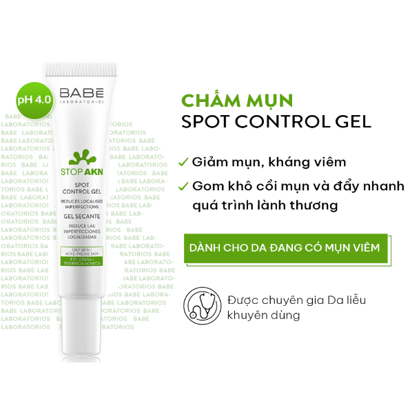 Gel chấm mụn BABÉ STOP AKN Spot Control Gel 8ml