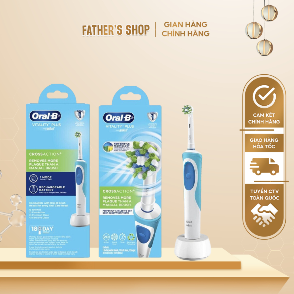 Bàn chải điện Oral B Braun: ✌🏻cross action - đầu bàn chải có lông chéo giúp đánh tan mảng bám