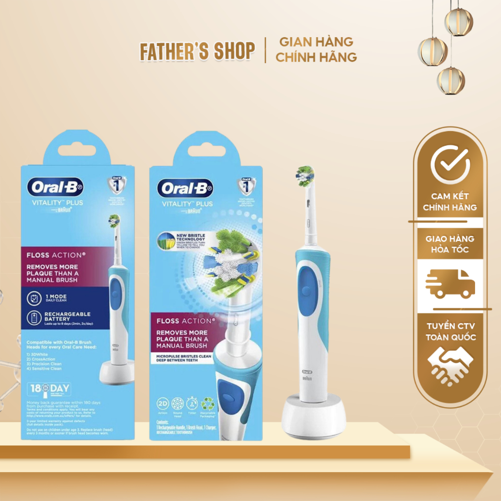 Bàn chải điện Oral B Braun: floss action - có lông di dộng, làm sạch sâu các kẽ răng