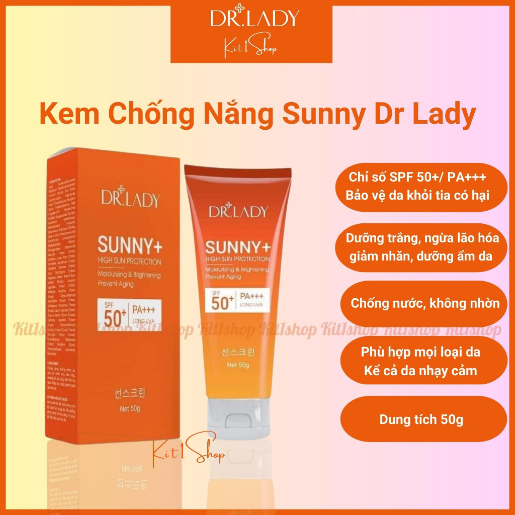 Chống nắng Kit1shop kem chống nắng Sunny Dr Lady spf 50+ dưỡng trắng, ngừa lão hóa, giảm nhăn, dưỡng ẩm 50g